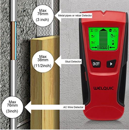 Detector 3 en 1 de cables, voltaje y madera en paredes con descuento del 45%