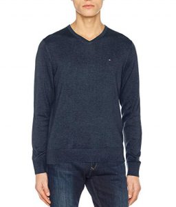 Tommy Hilfiger Cotton Silk Vneck, Suéter para Hombre – Talla XXL