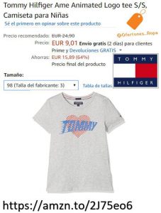 Camiseta para niña Tommy Hilfiger por 9 Euros